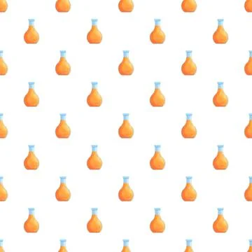 Repeating flasks with orange liquid seamless pattern Stock Illustration