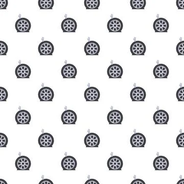 Repeating flat tire pattern representing vehicle breakdown concept Stock Illustration
