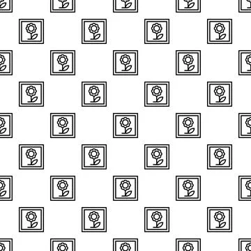 Repeating floral icon pattern on white background Illustrazione stock