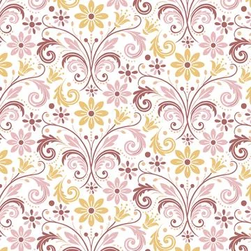 Repeating floral pattern with beautiful tropical blossoms Stock Illustration