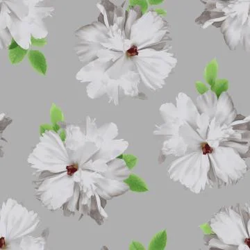 The repeating floral pattern of blooming peonies with leaves. Stock Illustration