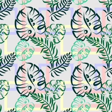 Repeating floral pattern on a light background, vector graphics Stock Illustration
