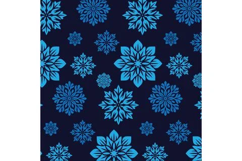 A Repeating Floral Pattern on a Solid Dark Blue Background Stock Illustration
