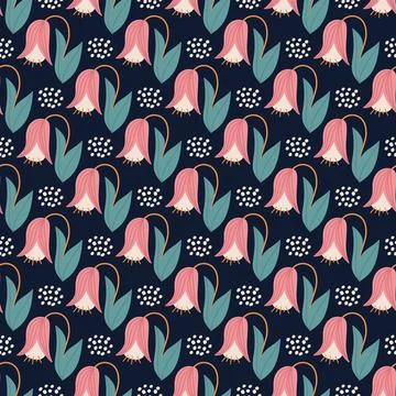 A repeating flower on a blue background. Vector seamless pattern Stock Illustration