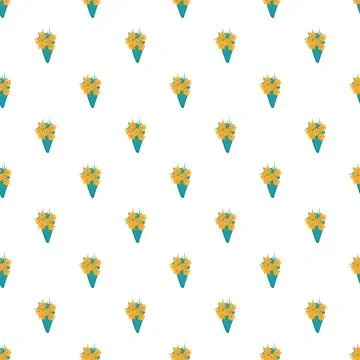Repeating flower bouquet pattern in yellow and blue colors 스톡 일러스트