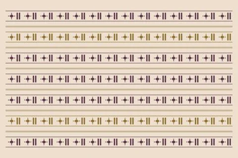 A repeating folk-inspired geometric pattern in plum, ochre, and beige creat.. Stock Illustration