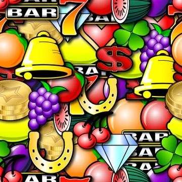Repeating fruit machine background Stock Illustration
