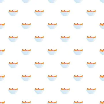 Repeating fruit salad bowl pattern on white background Stock Illustration
