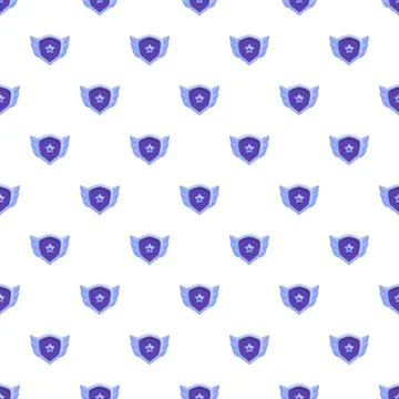 Repeating game achievement badge pattern with wings Stock Illustration