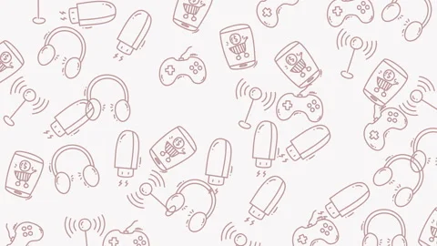 Repeating, gaming and tech related doodles perfect for wallpapers Vidéo 334599280