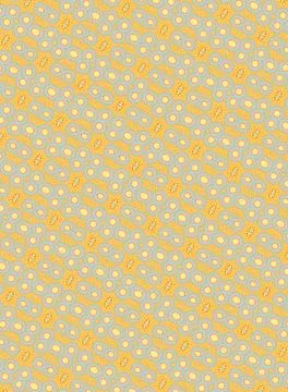 Repeating geometric background in sky blue, pale yellow, amber gold, copper, sof Stock Illustration
