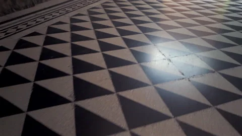 Repeating geometric black and beige floor tiles with triangular shapes and .. Stock Footage 314608513