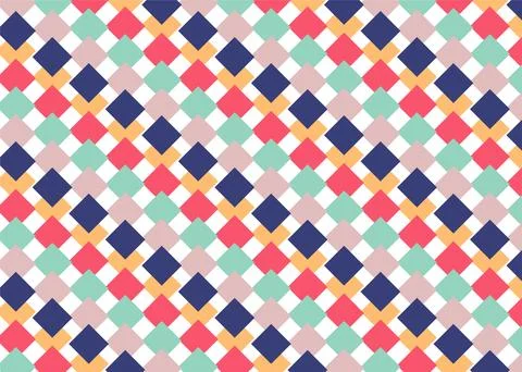 Repeating geometric diamond pattern in bright and pastel tones creates a pl.. Illustrazione stock
