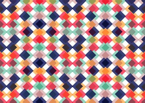 Repeating geometric diamond pattern in bright and pastel tones creates a pl.. Illustrazione stock