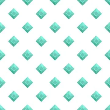 Repeating geometric emerald gemstones on white pattern background Stock Illustration