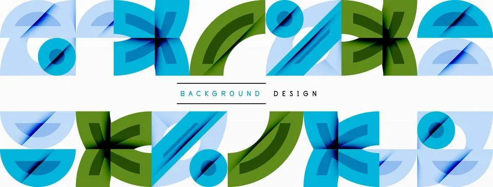 Repeating geometric pattern. Blue, green shapes create modern design. Simple 스톡 일러스트