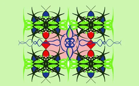 Repeating geometric pattern with colorful shapes Stock Illustration