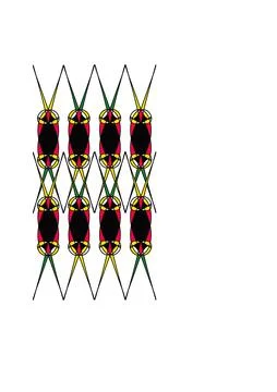 Repeating geometric pattern with colorful symmetrical shapes Stock Illustration