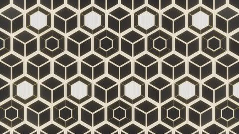 A repeating geometric pattern featuring elegant black and cream colored hex.. Illustrazione stock