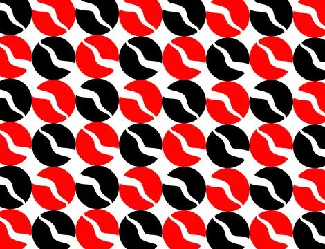 Repeating geometric pattern with red and black circles Illustrazione stock