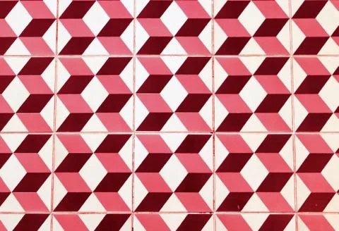 Repeating geometric patterns of dice on the floor of ceramic tile. Stock Illustration