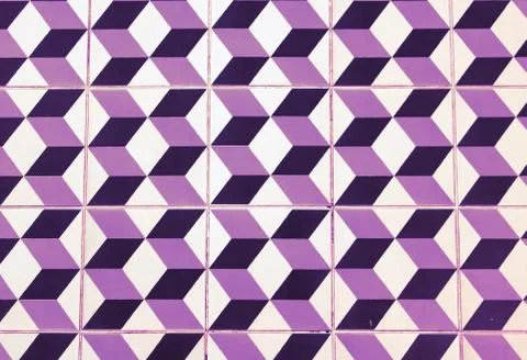 Repeating geometric patterns of dice on the retro floor of ceramic tile. Stock-Fotos