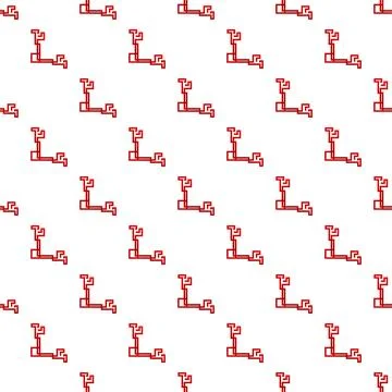 Repeating geometric red abstract line maze pattern Stock Illustration