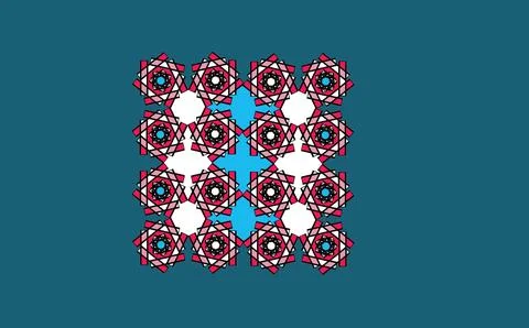Repeating Geometric Star Tile Pattern on Teal Background Stock Illustration