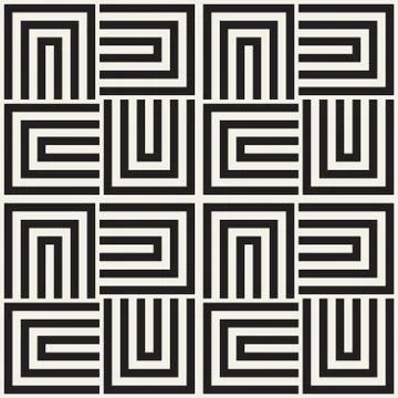 Repeating Geometric Stripes Tiling. Vector Seamless Monochrome Pattern Stock Illustration