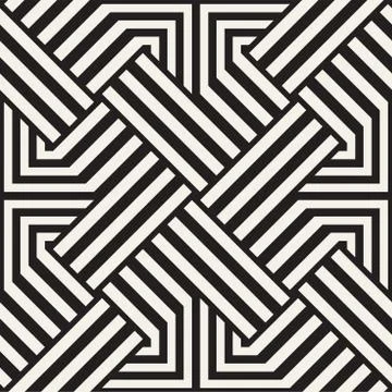 Repeating Geometric Stripes Tiling. Vector Seamless Monochrome Pattern Illustrazione stock
