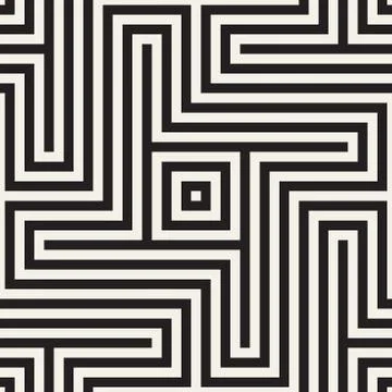 Repeating Geometric Stripes Tiling. Vector Seamless Monochrome Pattern Illustrazione stock