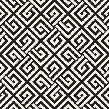 Repeating Geometric Stripes Tiling. Vector Seamless Monochrome Pattern Stock Illustration