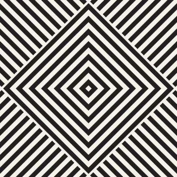 Repeating Geometric Stripes Tiling. Vector Seamless Monochrome Pattern Stock Illustration