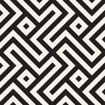 Repeating Geometric Stripes Tiling. Vector Seamless Monochrome Pattern Stock Illustration