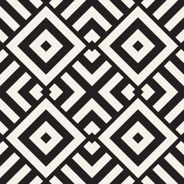 Repeating Geometric Stripes Tiling. Vector Seamless Monochrome Pattern Stock Illustration