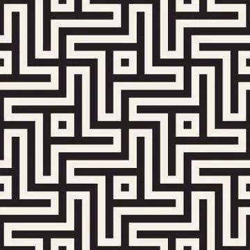 Repeating Geometric Stripes Tiling. Vector Seamless Monochrome Pattern 스톡 일러스트