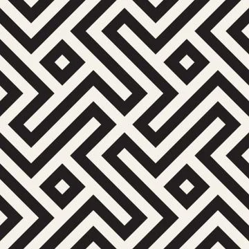 Repeating Geometric Stripes Tiling. Vector Seamless Monochrome Pattern Illustrazione stock