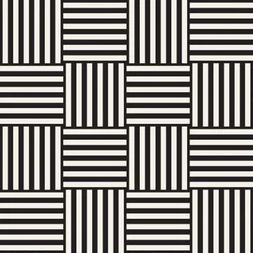 Repeating Geometric Stripes Tiling. Vector Seamless Monochrome Pattern Stock Illustration