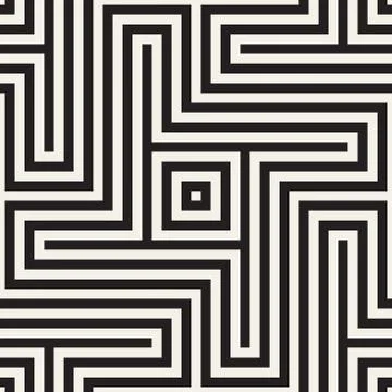 Repeating Geometric Stripes Tiling. Vector Seamless Monochrome Pattern Stock Illustration