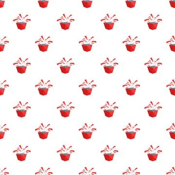 Repeating gift boxes exploding confetti seamless pattern イラスト素材