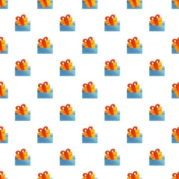 Repeating gift boxes popping from envelope pattern Stock Illustration