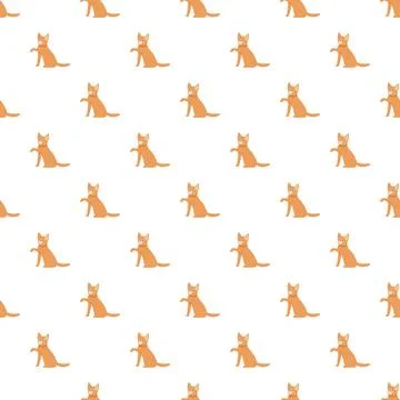 Repeating ginger cat sitting pattern on white Stock Illustration