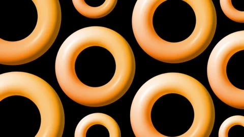 Repeating golden donut pattern forming bold seamless futuristic abstract Stock Footage 321355220