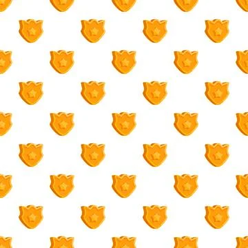 Repeating golden star shield badge seamless pattern Stock Illustration