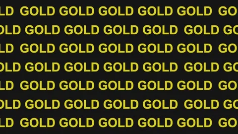 Repeating golden text scrolls on a dark background, video animation Stock Footage 332435754