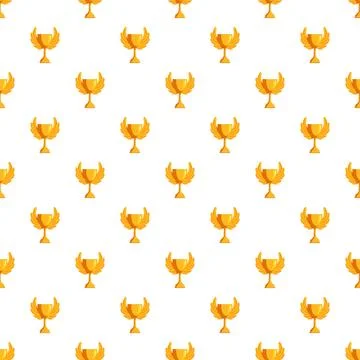 Repeating golden trophy with wings pattern Stock Illustration