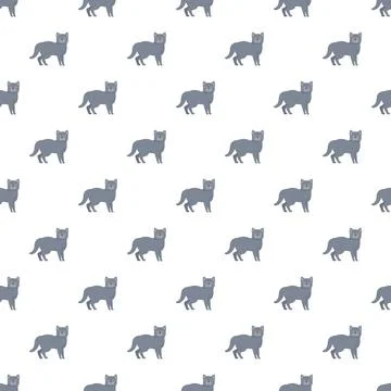 Repeating gray cat pattern on white background Stock Illustration