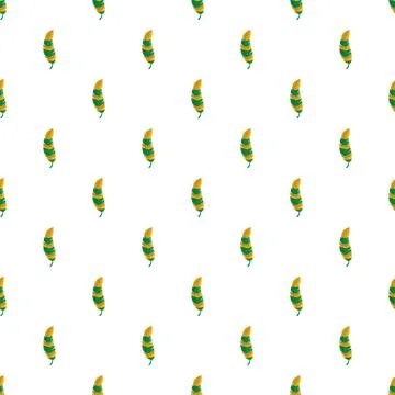Repeating green and orange striped feather pattern Illustrazione stock