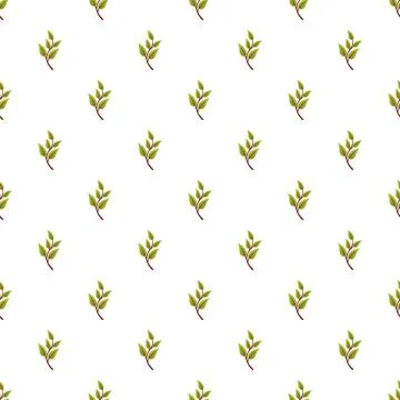 Repeating green botanical sprigs forming seamless pattern 스톡 일러스트