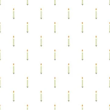 Repeating green candle with burning flame pattern Stock Illustration